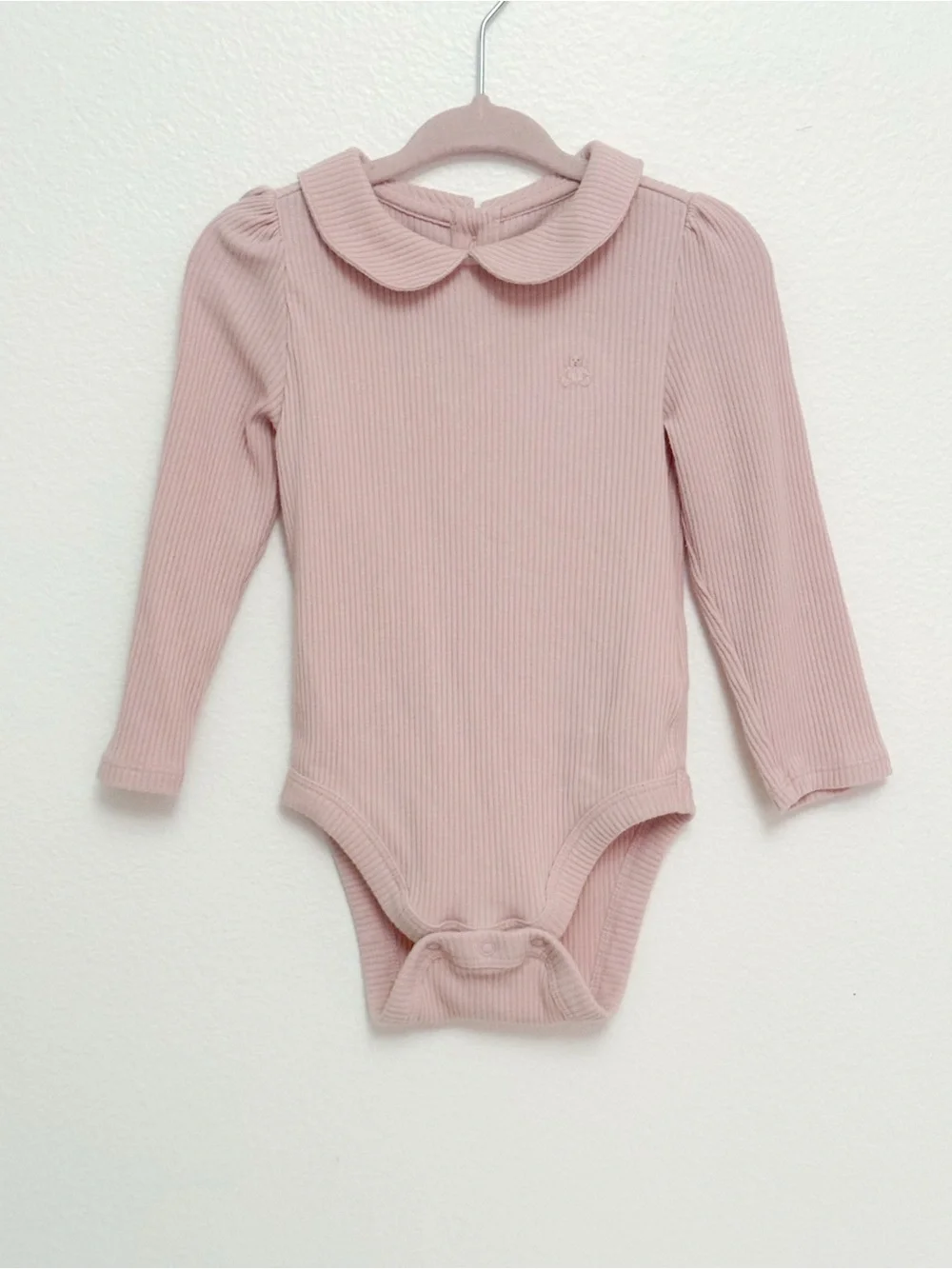 GAP Long-Sleeve Ribbed One-Piece in Dusty Pink